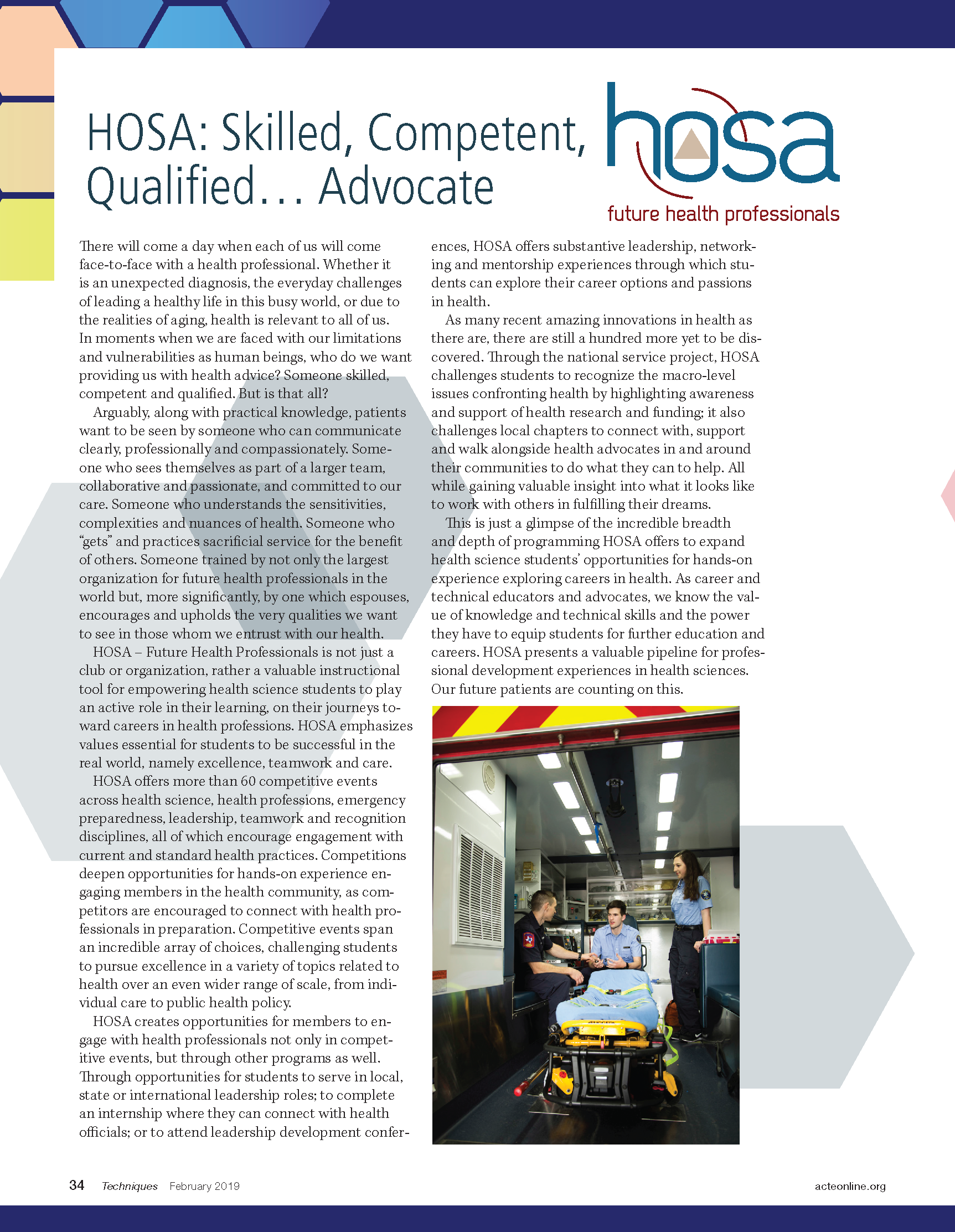 CTSOs Engage Students: HOSA Inspires Skilled, Competent, Qualified Advocates